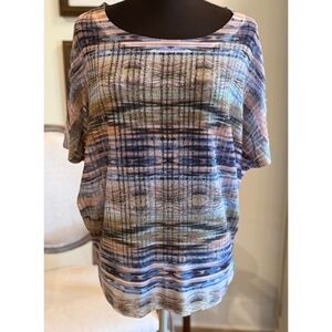 Chico’s Short Sleeve Mesh Banded Hem Top - Size 3 ( XL/16) / Multicolor